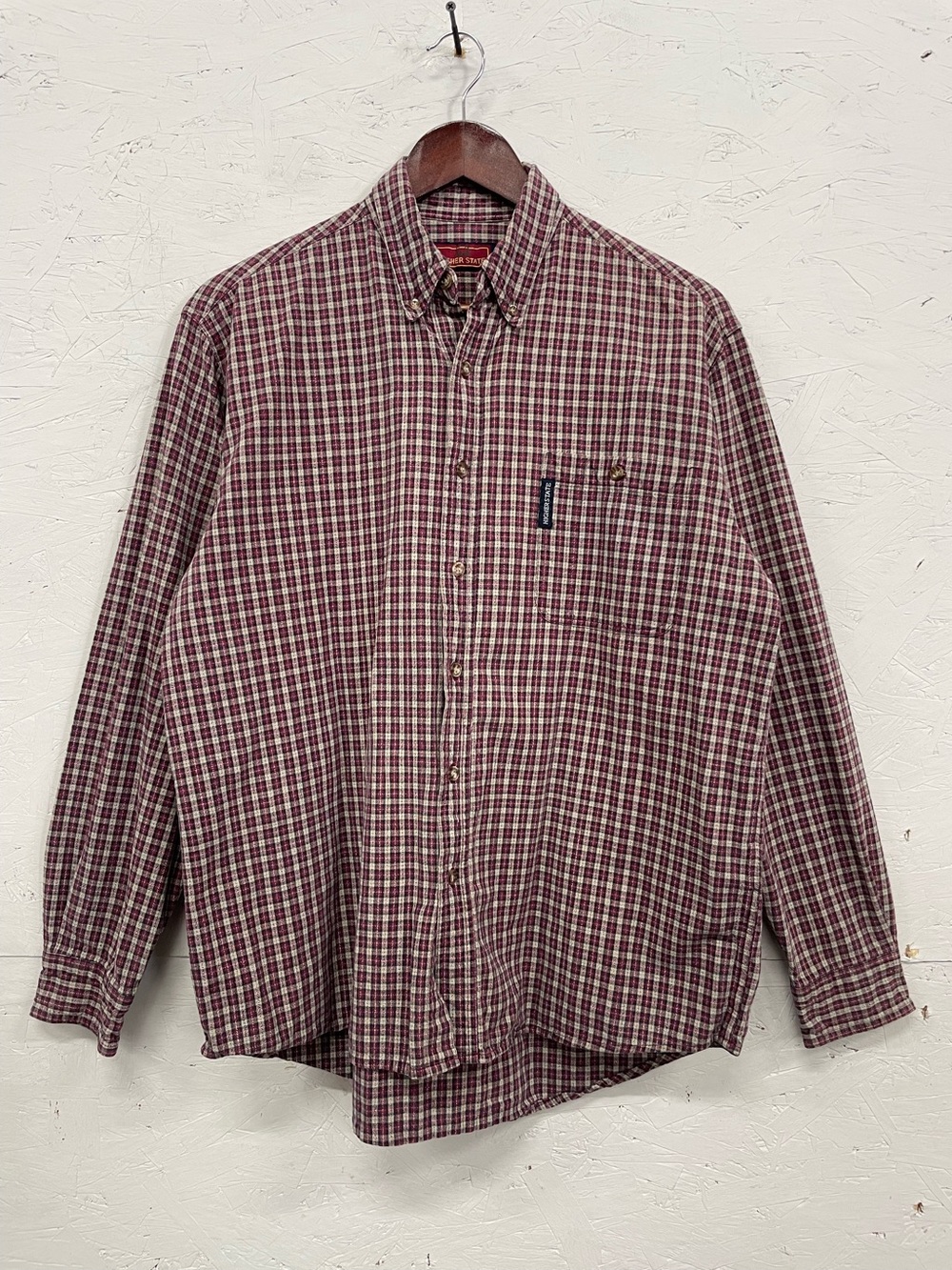 Vintage 90s Higher State Plaid Button-Down Shirt, Size S, Normcore, Red/Blue